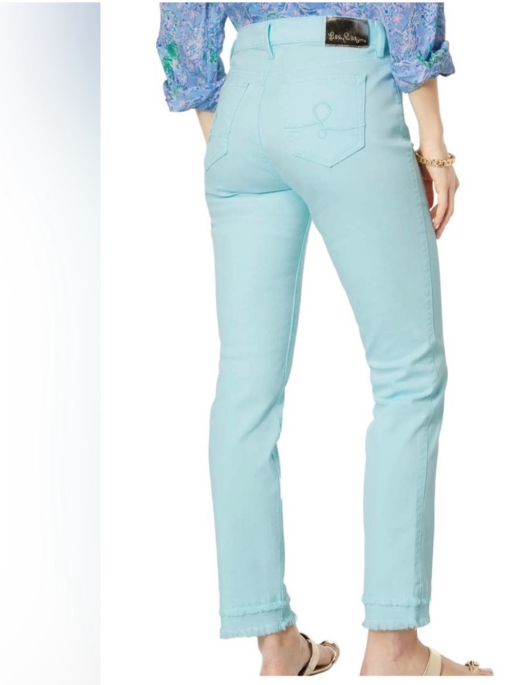 EUC Lilly Pulitzer Light size 6 Aqua Cropped Straight Jeans